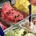 a row of different kins of gelato