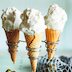 three white colored ice cream cones